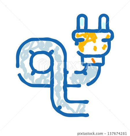 Electric power cable plug concept doodle drawing 137674281