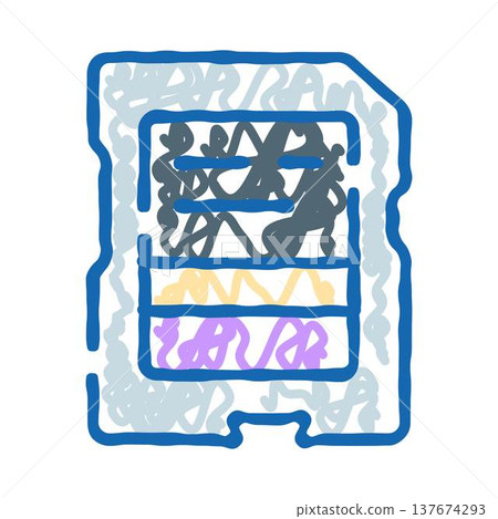 Memory card doodle icon illustrating data storage technology Memory card doodle icon illustrating data storage technology 137674293