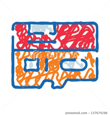 Memory card data storage icon doodle drawing Memory card data storage icon doodle drawing 137674296