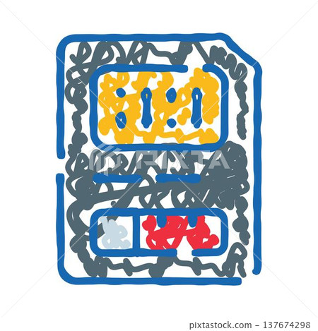 Digital alarm clock doodle for waking up concept 137674298