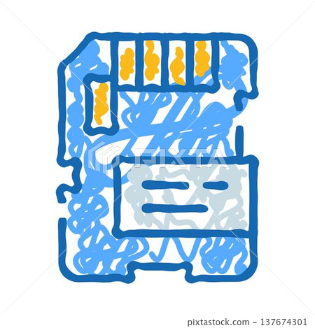 Portable digital storage card doodle line art 137674301