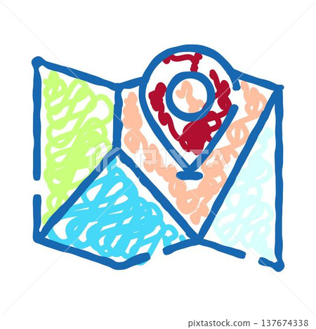 Map with destination pin and location marker 137674338