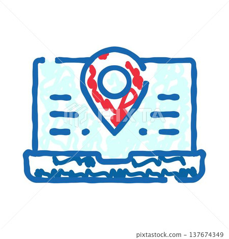 Laptop displaying map with gps location pin Laptop displaying map with gps location pin 137674349