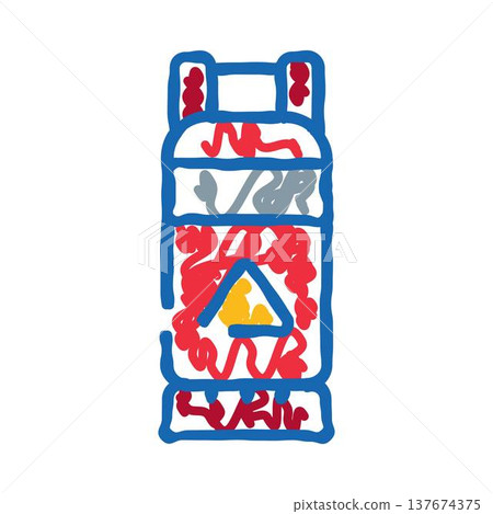 Gas cylinder doodle icon with warning sign 137674375