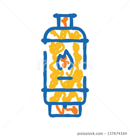 Gas cylinder with burning flame icon illustration 137674384