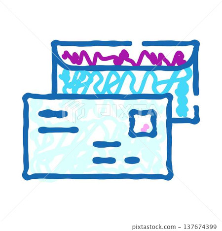 Mail communication concept with letter envelope doodle design Mail communication concept with letter envelope doodle design 137674399