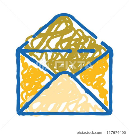 Hand drawn open mail envelope with message inside Hand drawn open mail envelope with message inside 137674400