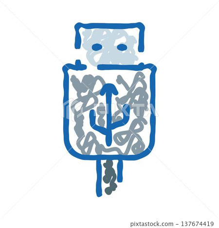 Usb computer cable hand drawn digital doodle 137674419