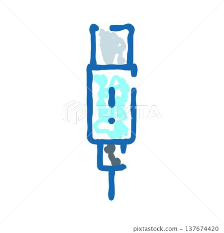 Hand drawing injecting syringe healthcare icon concept Hand drawing injecting syringe healthcare icon concept 137674420