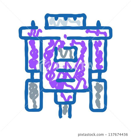 Doodle drawing communication satellite orbiting space icon Doodle drawing communication satellite orbiting space icon 137674436