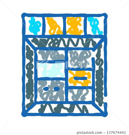 Hand drawn vector illustration of a modern cabinet Hand drawn vector illustration of a modern cabinet 137674441