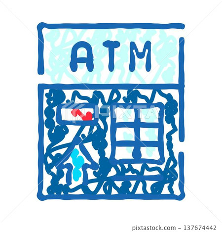Automated teller machine doodle line icon drawing Automated teller machine doodle line icon drawing 137674442