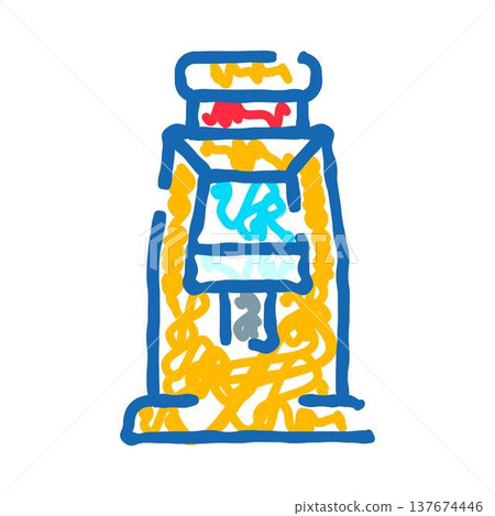 Industrial hydraulic press machine doodle illustration Industrial hydraulic press machine doodle illustration 137674446