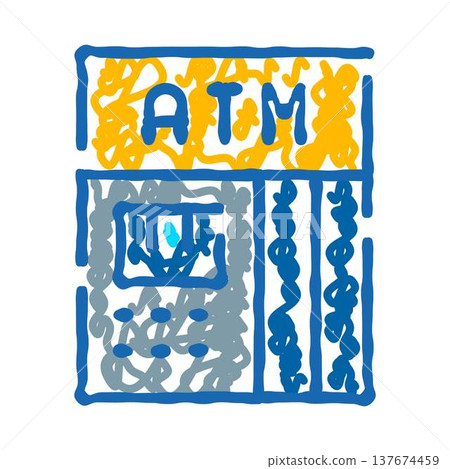 Atm automated teller machine hand drawn doodle icon 137674459