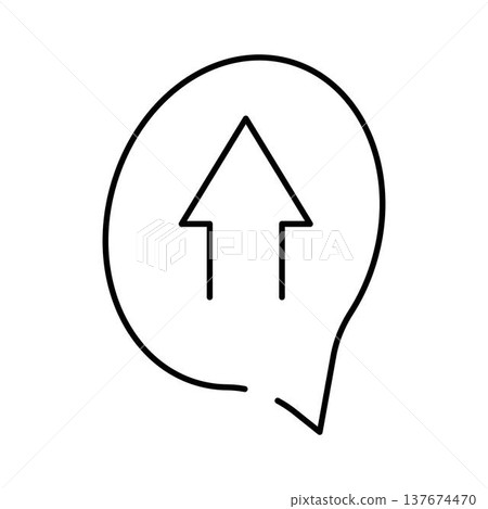 Speech bubble with upward arrow indicating upload Speech bubble with upward arrow indicating upload 137674470