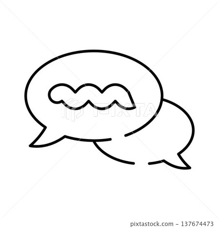 Two black outline speech bubbles communicating concept Two black outline speech bubbles communicating concept 137674473
