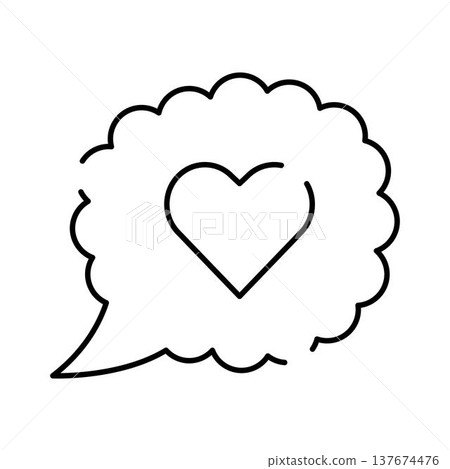 Heart icon in thought bubble communication concept Heart icon in thought bubble communication concept 137674476