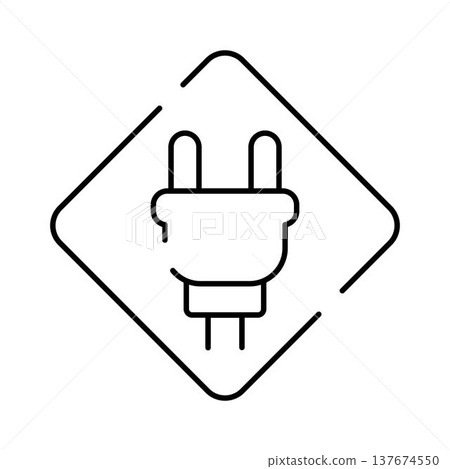 Electric power plug icon linear outline design Electric power plug icon linear outline design 137674550