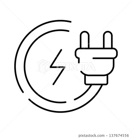 Electric plug connecting to charging energy icon Electric plug connecting to charging energy icon 137674556