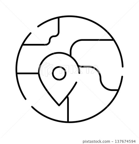 Global location pin on world map icon Global location pin on world map icon 137674594