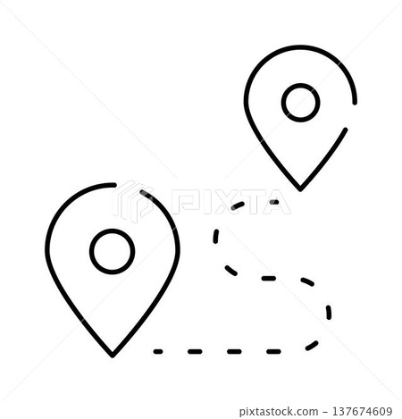 Navigating destination pinpoint with dotted route path Navigating destination pinpoint with dotted route path 137674609