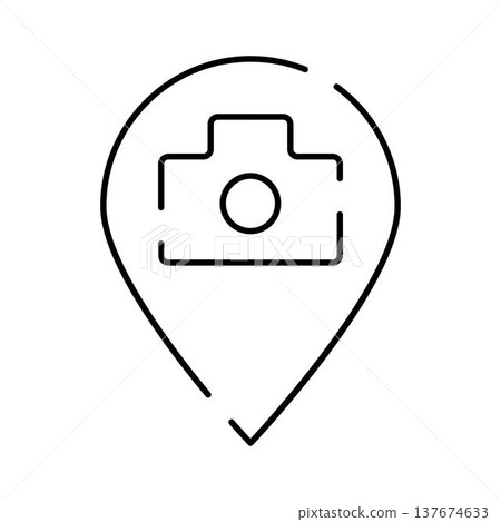 Camera pin icon locating photography spot on map Camera pin icon locating photography spot on map 137674633
