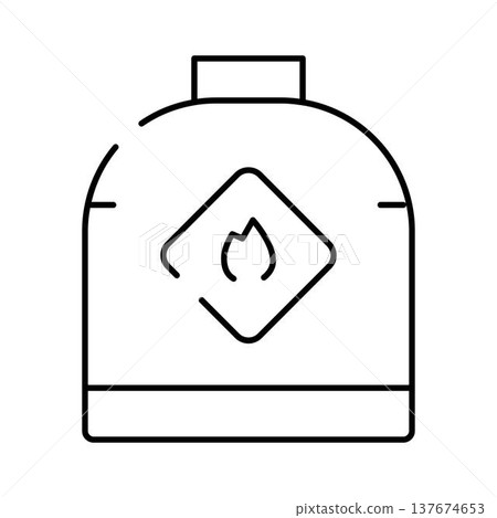 Gas cylinder outline icon with flammable warning sign 137674653