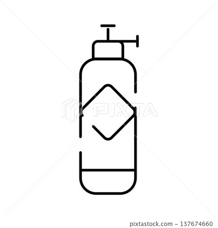 Liquid dispenser bottle line art icon concept Liquid dispenser bottle line art icon concept 137674660