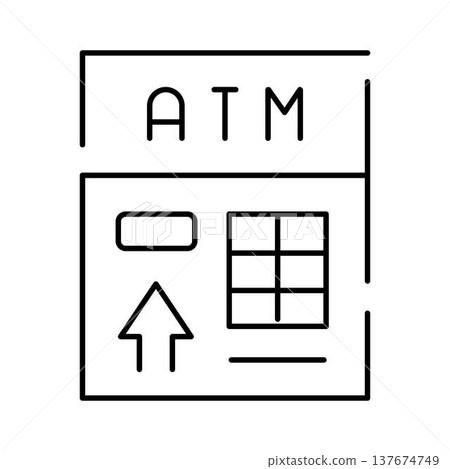 Minimalist line icon of atm cash machine interface Minimalist line icon of atm cash machine interface 137674749
