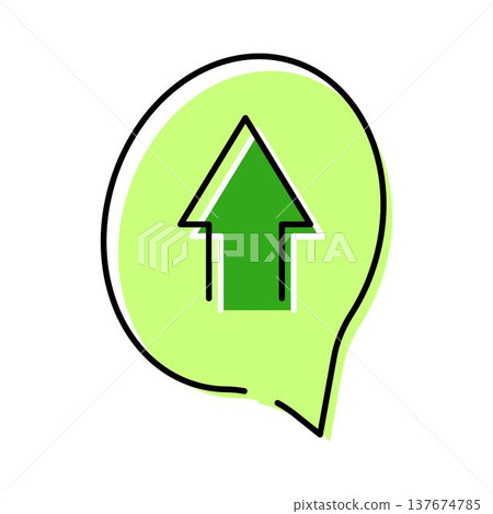 Green upload arrow in chat bubble icon Green upload arrow in chat bubble icon 137674785