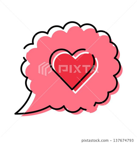 Heart inside speech bubble showing communication love 137674793
