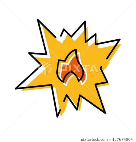 Bright yellow explosion blast with outline spark Bright yellow explosion blast with outline spark 137674804