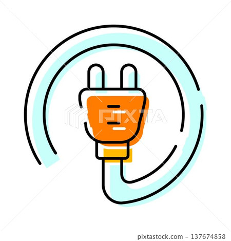 Electric plug symbol connecting power and energy Electric plug symbol connecting power and energy 137674858
