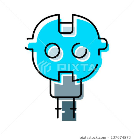 Minimalist robot head icon having blue and grey colors Minimalist robot head icon having blue and grey colors 137674873