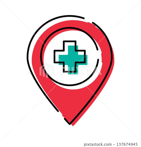 Medical cross point location healthcare navigation app 137674945