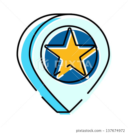 Map pointer pin with gold star inside 137674972