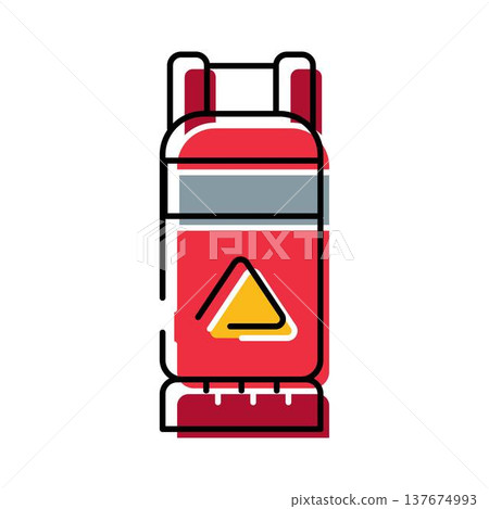 Red industrial gas cylinder icon warning symbol Red industrial gas cylinder icon warning symbol 137674993
