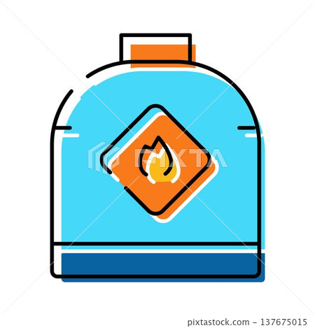 Flammable gas cylinder icon with fire warning label Flammable gas cylinder icon with fire warning label 137675015