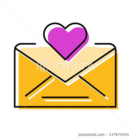 Love letter envelope with heart on top Love letter envelope with heart on top 137675034
