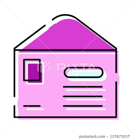 Purple mail envelope delivering important communication message 137675037