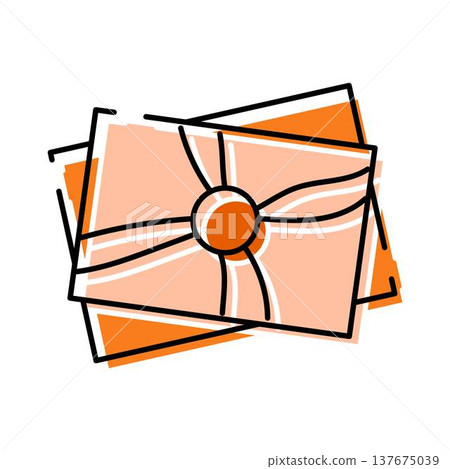 Stack of letters with a decorative wax seal 137675039