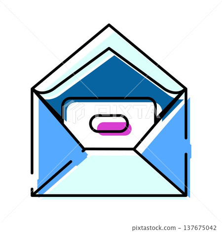 Open envelope displaying new incoming mail message Open envelope displaying new incoming mail message 137675042