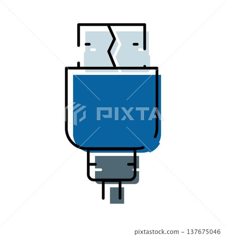 Damaged charging cable line interface icon Damaged charging cable line interface icon 137675046