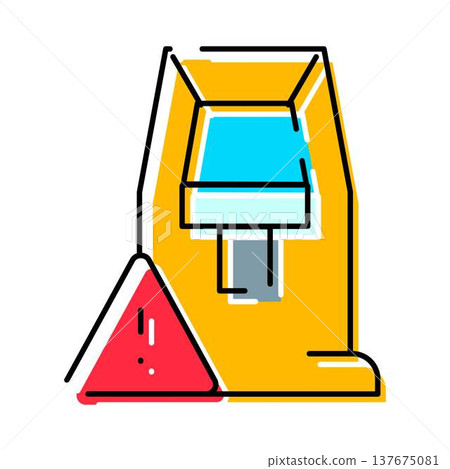 Medical equipment device with warning alert icon Medical equipment device with warning alert icon 137675081