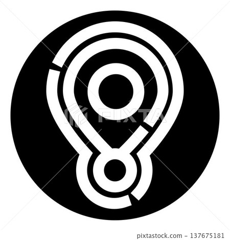 Black and white location pin logo symbol Black and white location pin logo symbol 137675181
