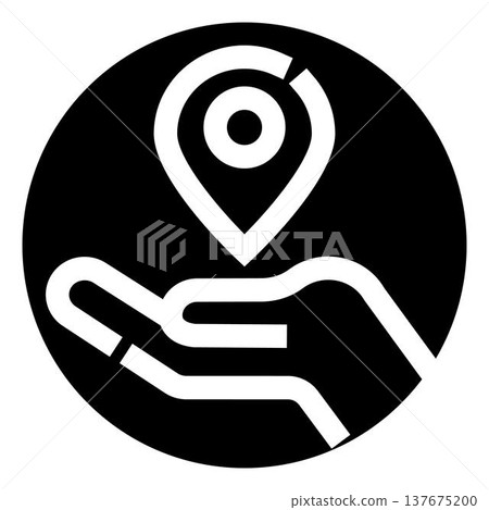 Hand holding location pin delivering destination concept 137675200