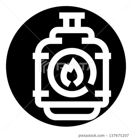 Gas cylinder with flame icon for energy Gas cylinder with flame icon for energy 137675207