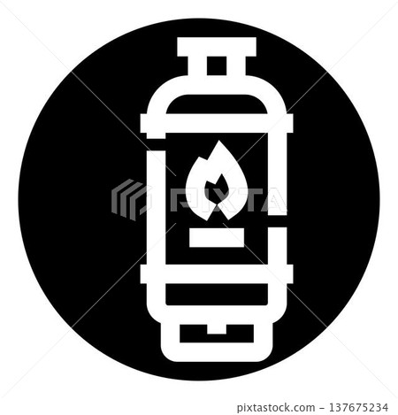 Gas tank cylinder icon with burning flame Gas tank cylinder icon with burning flame 137675234