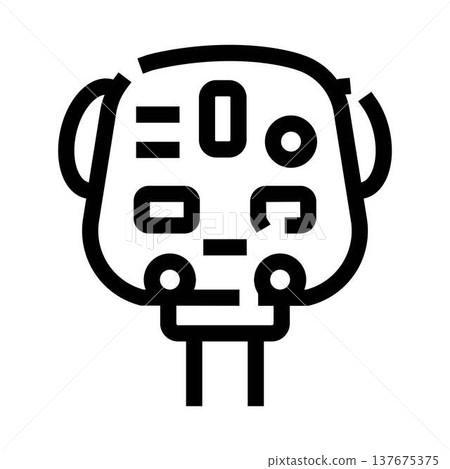 Robot head contemplating artificial intelligence technology icon Robot head contemplating artificial intelligence technology icon 137675375