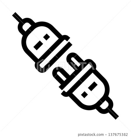 Electric connection plug and socket line icon Electric connection plug and socket line icon 137675382